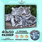Алмазная мозаика с полным заполнением на подрамнике «Белые тигры», 40 × 50 см - Фото 1