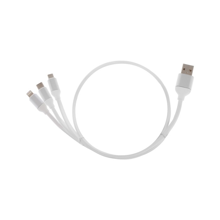 Кабель 3 в 1 Smartbuy, USB - microUSB/Lightning/Type-C, 3 А, 1.2 м, белый - фото 51455560