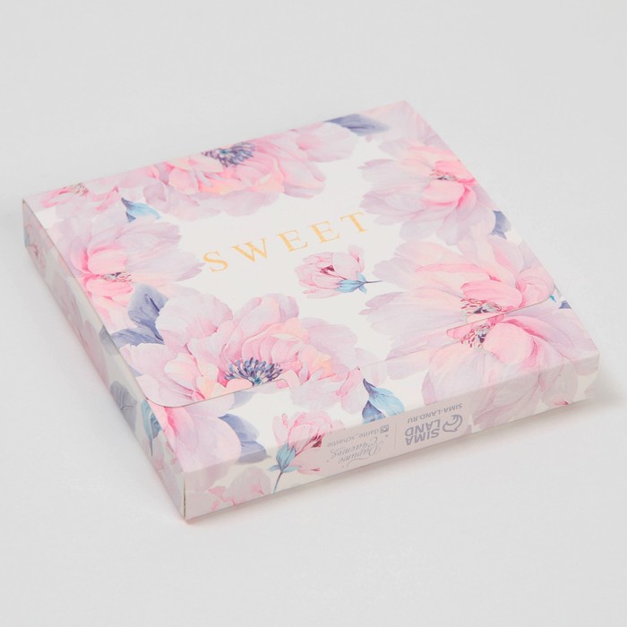 Коробка для шоколада, кондитерская упаковка, «Цветы», с окном, 10.2 х 1.4 х 10.2 см - Фото 1