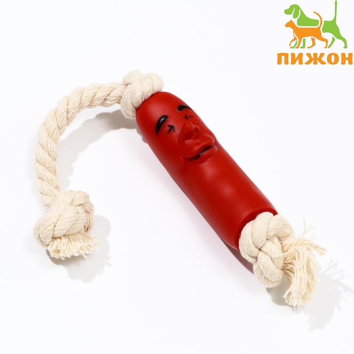 Игрушка "Сосиска в неге на верёвке" для собак, 14 см - фото 10272395