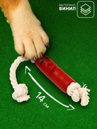 Игрушка для собак «Сосиска в неге на верёвке», 14 см - Фото 2