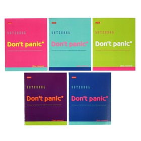 Тетрадь 80 листов, клетка, Don't panic, обложка мелованный картон, выборочный лак, блок офсет 65г/м², МИКС