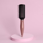 Расчёска массажная, вентилируемая, прорезиненная ручка, 4,3 × 23,5 см, цвет чёрный/розовый - Фото 2