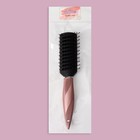 Расчёска массажная, вентилируемая, прорезиненная ручка, 4,3 × 23,5 см, цвет чёрный/розовый - Фото 4