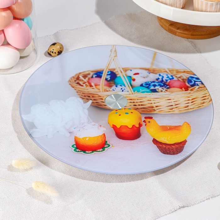 Подставка стеклянная для торта вращающаяся Доляна «Пасхальная корзинка», d=32 см ㅤ - Фото 1