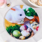 Подставка стеклянная для торта вращающаяся Доляна «Пасхальный заяц», d=32 см ㅤ - фото 6611248