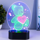 Светильник сенсорный "Мишка с сердцем" LED USB (90см) от батареек 3xАА черный 13,5х5,5х21 см RISALUX - фото 320308092