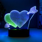 Светильник сенсорный "2 сердца" LED USB (90см) от батареек 3xАА черный 18х5,5х18 см - Фото 5