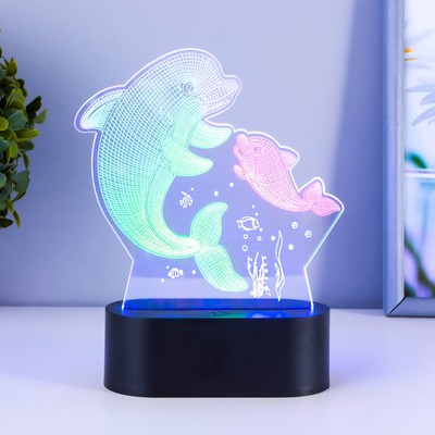 Светильник сенсорный "2 дельфина" LED USB (90см) от батареек 3xАА черный 15х5,5х17,8 см RISALUX  765