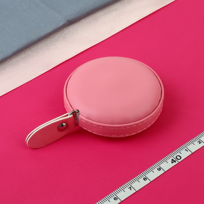 Сантиметровая лента-рулетка портновская, искусственная кожа, 150 см (см/дюймы), цвет розовый