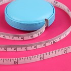 Сантиметровая рулетка портновская, искусственная кожа, 150 см (см/дюймы), цвет голубой - Фото 2