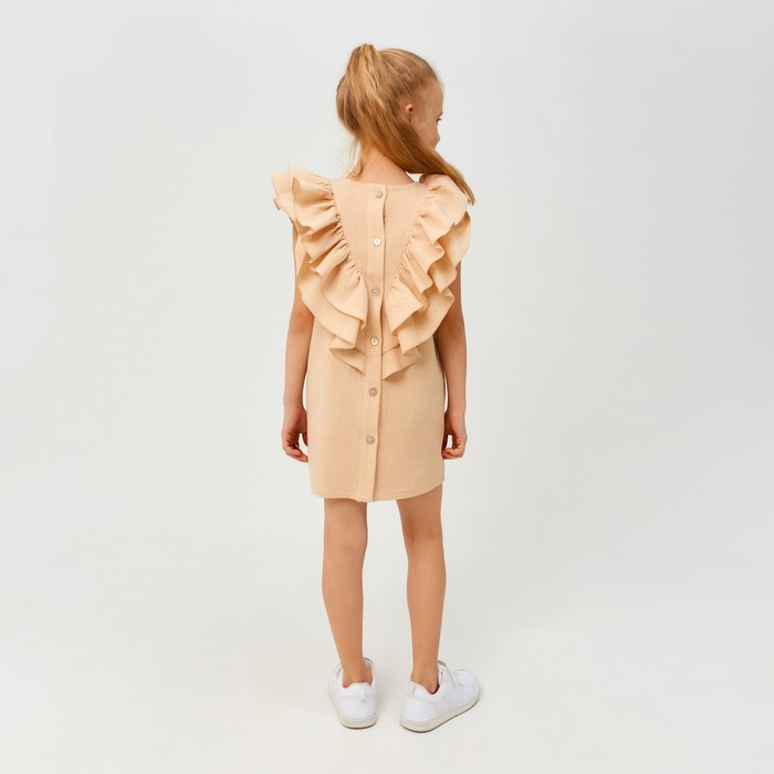 Платье для девочки MINAKU: Cotton Collection цвет светло-бежевый, рост 140 - фото 1907450828