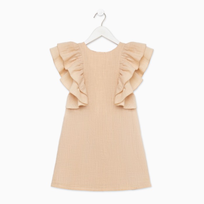 Платье для девочки MINAKU: Cotton Collection цвет светло-бежевый, рост 140 - фото 1907450831