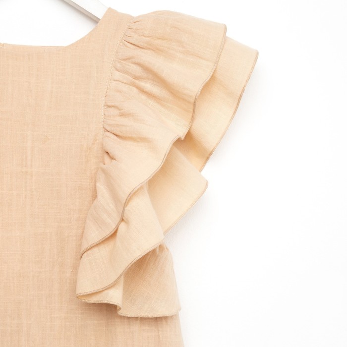 Платье для девочки MINAKU: Cotton Collection цвет светло-бежевый, рост 140 - фото 1907450833