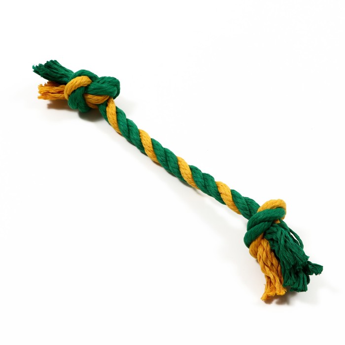 Грейфер канатный Doglike Dental Knot 2 узла, 330*40*40, желтый/зеленый - Фото 1