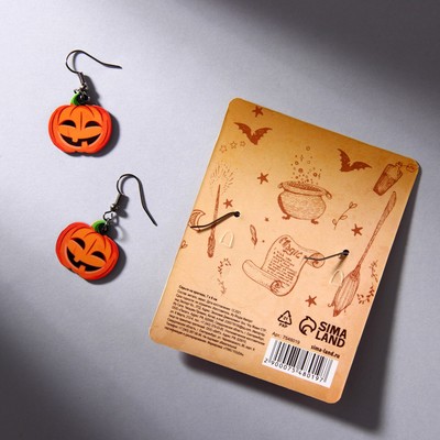 Серьги на крючках "Happy Halloween", тыковки 7 х 9 см