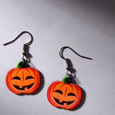 Серьги на крючках "Happy Halloween", тыковки 7 х 9 см