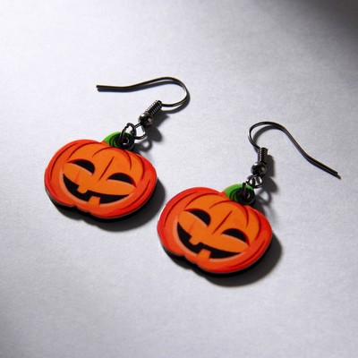 Серьги на крючках "Happy Halloween", тыковки 7 х 9 см