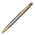 Ручка подарочная, шариковая "Классика" в кожзам футляре, поворотная, корпус серебро с золотым - фото 7785272