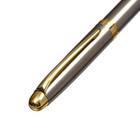 Ручка подарочная, шариковая "Классика" в кожзам футляре, поворотная, корпус серебро с золотым - фото 7785274