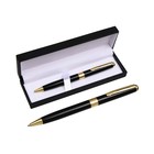 Ручка подарочная шариковая Calligrata New, в кожзам футляре, поворотная, корпус черный с золотым - фото 9496355