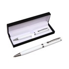 Ручка подарочная, шариковая "Коломбо" в кожзам футляре, поворотная, корпус белый с серебром - Фото 2