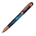 Ручка подарочная, шариковая "Вензура" в кожзам футляре, поворотная, корпус мрамор синий с золотым - фото 10273170
