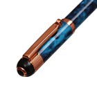 Ручка подарочная, шариковая "Вензура" в кожзам футляре, поворотная, корпус мрамор синий с золотым - фото 10273172