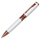 Ручка подарочная, шариковая "Кронос" в кожзам футляре, поворотная, корпус белый с золотым - фото 7291710