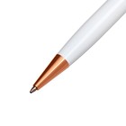 Ручка подарочная шариковая в кожзам футляре поворотная Тонга корпус белый с золотым - фото 7785309
