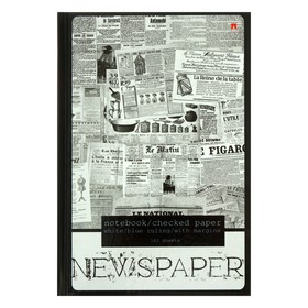 Блокнот-престиж А5, 160 листов "Газета", твёрдая обложка, блок 55 г/м2