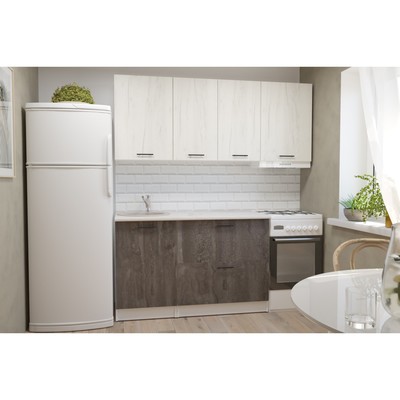 Кухонный гарнитур прямой «Сиена макси», 1800×600 мм, цвет белый/сосна/дуб грей/бетон тёмный