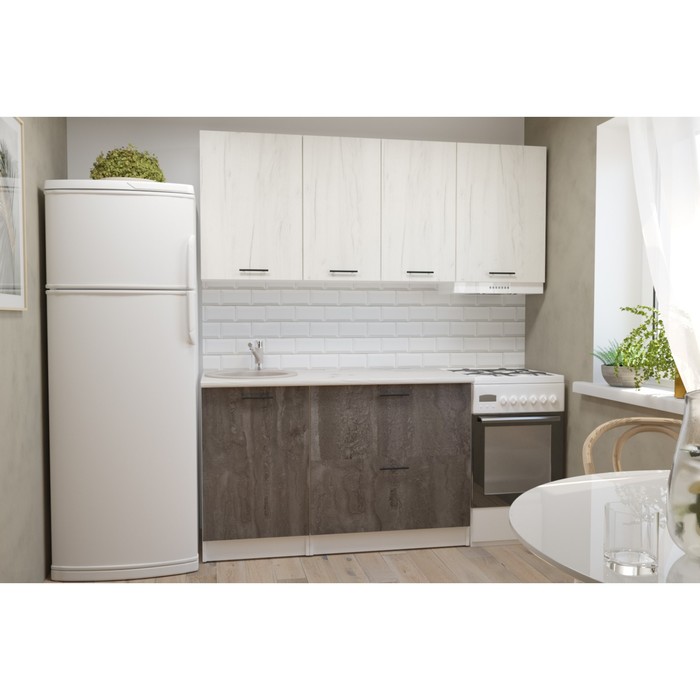 Кухонный гарнитур прямой «Сиена макси», 1800×600 мм, цвет белый/сосна/дуб грей/бетон тёмный - Фото 1