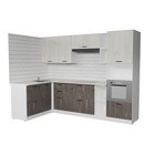 Кухонный угловой гарнитур Сиена мега прайм 2700х1500 Белый/Сосна/Дуб грей, бетон темный - Фото 3