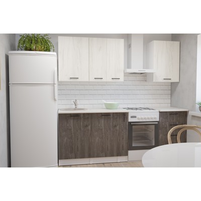 Кухонный гарнитур Сиена стандарт 1600х600 Белый/Сосна/Дуб грей, бетон темный