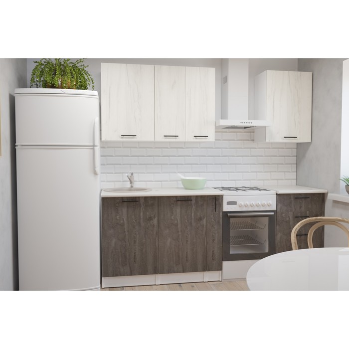 Кухонный гарнитур Сиена стандарт 1600х600 Белый/Сосна/Дуб грей, бетон темный