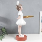 Сувенир полистоун подставка "Малышка с ушками, в белом платьице" d=26 см 81х40х40 см - фото 21612830