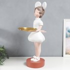 Сувенир полистоун подставка "Малышка с ушками, в белом платьице" d=26 см 81х40х40 см - фото 21612832