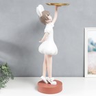 Сувенир полистоун подставка "Малышка с ушками, в белом платьице с блюдом" 81х40х40 см - фото 6611934