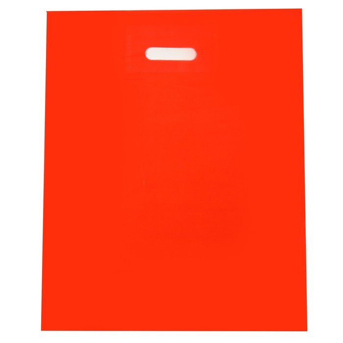 Пакет полиэтиленовый с вырубной ручкой, Красный 40-50 См, 30 мкм - Фото 1