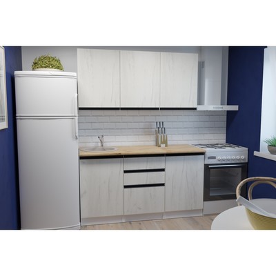 Кухонный гарнитур прямой «Амели нормал», 1500×600 мм, цвет белый/дуб бунратти/дуб грей