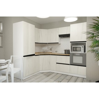 Кухонный гарнитур угловой «Амели оптима», 2400×1800 мм, цвет белый/дуб бунратти/дуб грей