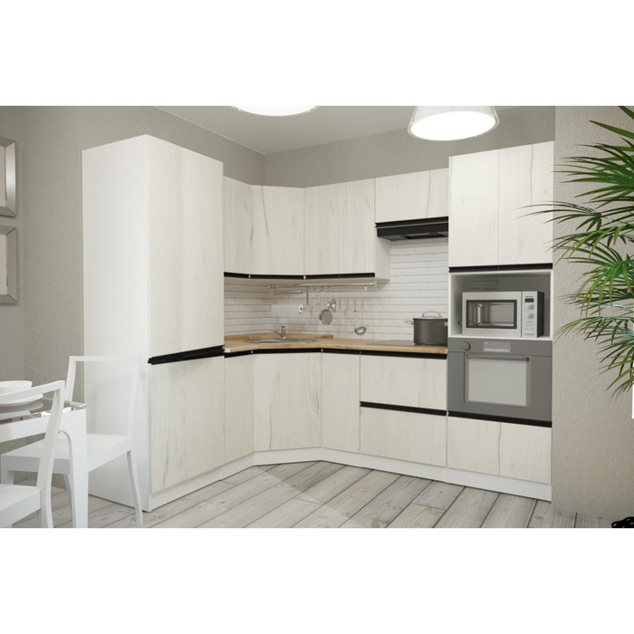 Кухонный гарнитур угловой «Амели оптима», 2400×1800 мм, цвет белый/дуб бунратти/дуб грей - Фото 1