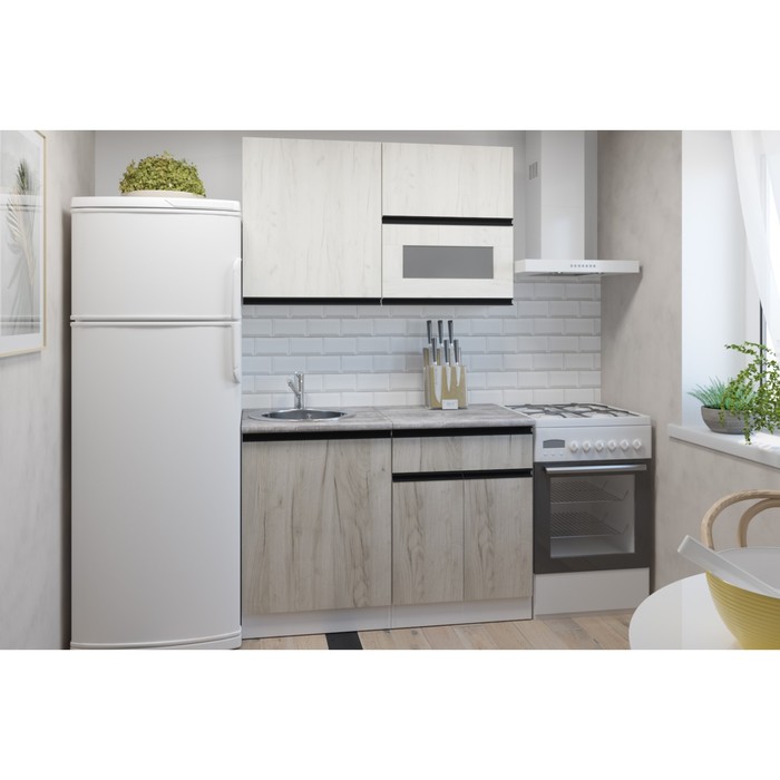 Кухонный гарнитур прямой «Паола лайт», 1200×600 мм, цвет белый/кантри/дуб грей/дуб браун - Фото 1