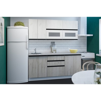 Кухонный гарнитур прямой «Паола макси», 1800×600 мм, цвет белый/кантри/дуб грей/дуб браун