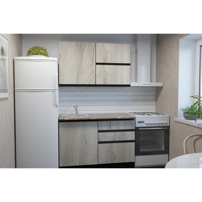 Кухонный гарнитур прямой «Равенна лайт», 1200×600 мм, цвет венге/алмабра тёмная/дуб браун