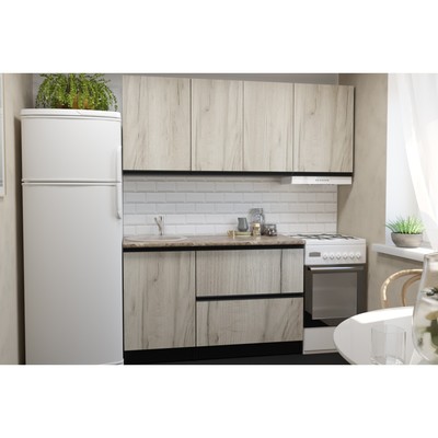 Кухонный гарнитур прямой «Равенна макси», 1800×600 мм, цвет венге/алмабра тёмная/дуб браун