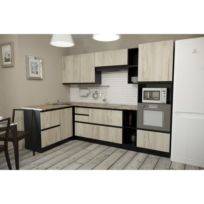 Кухонный гарнитур угловой «Равенна мега прайм», 2700×1500 мм, цвет венге/алмабра тёмная/дуб браун - Фото 1