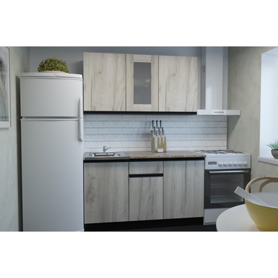 Кухонный гарнитур прямой «Равенна медиум», 1400×600 мм, цвет венге/алмабра тёмная/дуб браун