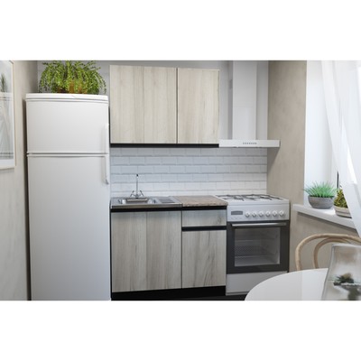 Кухонный гарнитур прямой для маленькой кухни «Равенна мини», 1000×600 мм, цвет венге/алмабра тёмная/дуб браун